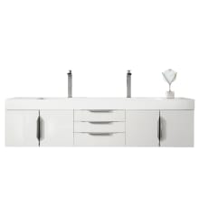 Mercer Island 72" Wall Mounted Double Basin Wood Vanity Cabinet Only - Less Vanity Top