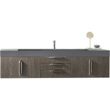 Mercer Island 72" Single Basin Birch Wood Vanity Set with Stone Composite Top with USB/Electrical Outlets