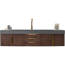 Mercer Island 72" Single Basin Birch Wood Vanity Set with Stone Composite Top with USB/Electrical Outlets