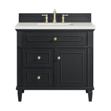 Lorelai 36" Single Basin Wood Vanity Set with 3cm Lime Delight Silestone Quartz Vanity Top, Rectangular Sink and Electrical Outlet - 8" Faucet Centers