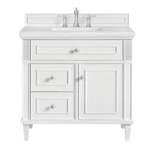 Lorelai 36" Single Basin Wood Vanity Set with 3cm Arctic Fall Solid Surface Vanity Top, Rectangular Sink and Electrical Outlet - 8" Faucet Centers