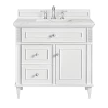 Lorelai 36" Single Basin Wood Vanity Set with 3cm Ethereal Noctis Silestone Quartz Vanity Top, Rectangular Sink and Outlet - 8" Faucet Centers
