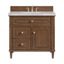 Lorelai 36" Single Basin Wood Vanity Set with 3cm Victorian Silver Silestone Quartz Vanity Top and Rectangular Sink - 8" Faucet Centers