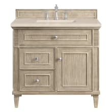 Lorelai 36" Single Basin Wood Vanity Set with 3cm Eternal Marfil Silestone Quartz Vanity Top, Rectangular Sink and Outlet - 8" Faucet Centers