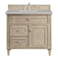 Lorelai 36" Single Basin Wood Vanity Set with 3cm Eternal Serena Silestone Quartz Vanity Top, Rectangular Sink and Outlet - 8" Faucet Centers