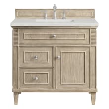 Lorelai 36" Single Basin Wood Vanity Set with 3cm Lime Delight Silestone Quartz Vanity Top, Rectangular Sink and Electrical Outlet - 8" Faucet Centers