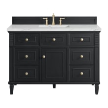 Lorelai 48" Single Basin Wood Vanity Set with 3cm Ethereal Noctis Silestone Quartz Vanity Top, Rectangular Sink and Outlet - 8" Faucet Centers