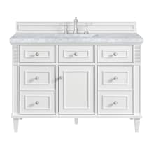 Lorelai 48" Single Basin Wood Vanity Set with 3cm Carrara White Marble Vanity Top, Rectangular Sink and Electrical Outlet - 8" Faucet Centers