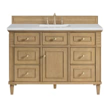 Lorelai 48" Single Basin Wood Vanity Set with 3cm Arctic Fall Solid Surface Vanity Top, Rectangular Sink and Electrical Outlet - 8" Faucet Centers