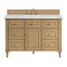 Lorelai 48" Single Basin Wood Vanity Set with 3cm Ethereal Noctis Silestone Quartz Vanity Top, Rectangular Sink and Outlet - 8" Faucet Centers