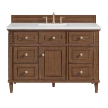 Lorelai 48" Single Basin Wood Vanity Set with 3cm Arctic Fall Solid Surface Vanity Top, Rectangular Sink and Electrical Outlet - 8" Faucet Centers