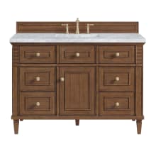 Lorelai 48" Single Basin Wood Vanity Set with 3cm Carrara White Marble Vanity Top, Rectangular Sink and Electrical Outlet - 8" Faucet Centers