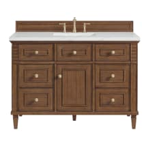 Lorelai 48" Single Basin Wood Vanity Set with 3cm Ethereal Noctis Silestone Quartz Vanity Top, Rectangular Sink and Outlet - 8" Faucet Centers