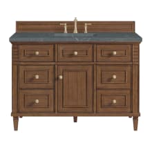 Lorelai 48" Single Basin Wood Vanity Set with 3cm Parisien Bleu Silestone Quartz Vanity Top, Rectangular Sink and Outlet - 8" Faucet Centers