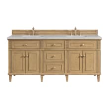 Lorelai 72" Double Basin Wood Vanity Set with 3cm Eternal Jasmine Pearl Silestone Quartz Vanity Top and Rectangular Sinks - 8" Faucet Centers