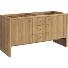 Hudson 60" Double Basin Ash Wood Vanity Cabinet Only with USB Port and Electrical Outlet
