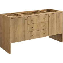 Hudson 60" Single Basin Ash Wood Vanity Cabinet Only with USB Port and Electrical Outlet