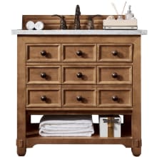 Malibu 36" Free Standing Single Basin Vanity Set with Wood Cabinet and Carrara Marble Vanity Top