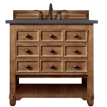Malibu 36" Free Standing Single Basin Vanity Set with Wood Cabinet and Charcoal Soapstone Quartz Vanity Top