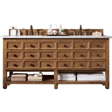 Malibu 72" Free Standing Double Basin Vanity Set with Wood Cabinet and Eternal Jasmine Pearl Quartz Vanity Top