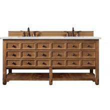 Malibu 72" Free Standing Double Basin Hardwood Vanity Set with 3 cm Ethereal Noctis Quartz Vanity Top and Rectangular Sinks