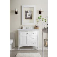 Palisades 36" Free Standing Single Vanity Set with Wood Cabinet and Carrara Marble Vanity Top