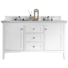 Palisades 60" Free Standing Double Vanity Set with Wood Cabinet and Arctic Fall Stone Composite Vanity Top