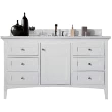 Palisades 60" Free Standing Single Vanity Set with Wood Cabinet and Carrara Marble Vanity Top