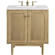 Laurent 30" Free Standing or Wall Mounted Single Basin Wood Vanity Set with 3cm Arctic Fall Solid Surface Vanity Top and Rectangular Sink
