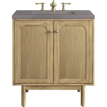 Laurent 30" Free Standing or Wall Mounted Single Basin Wood Vanity Set with 3cm Grey Expo Quartz Vanity Top and Rectangular Sink