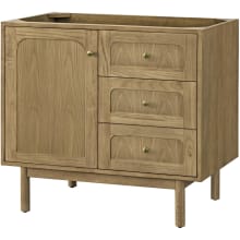 Laurent 36" Free Standing or Wall Mounted Single Basin Ash Wood Vanity Cabinet Only with USB Port and Electrical Outlet