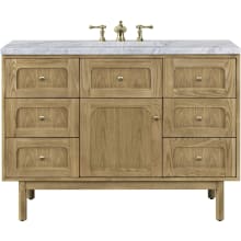 Laurent 48" Free Standing or Wall Mounted Single Basin Wood Vanity Set with 3cm Carrara White Natural Stone Vanity Top and Rectangular Sink