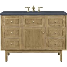 Laurent 48" Free Standing or Wall Mounted Single Basin Wood Vanity Set with 3cm Charcoal Soapstone Quartz Vanity Top and Rectangular Sink