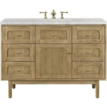 Laurent 48" Free Standing or Wall Mounted Single Basin Wood Vanity Set with 3cm Pearl Jasmine Quartz Vanity Top and Rectangular Sink