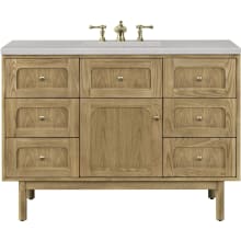 Laurent 48" Free Standing or Wall Mounted Single Basin Wood Vanity Set with 3cm Eternal Serena Quartz Vanity Top and Rectangular Sink
