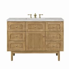 Laurent 48" Single Basin Wood Vanity Set with 3cm Victorian Silver Silestone Quartz Vanity Top, Rectangular Sink, USB Port and Electrical Outlet
