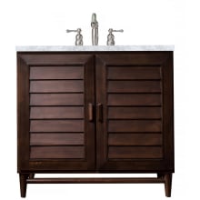 Portland 36" Free Standing Single Vanity Set with Wood Cabinet and Carrara Marble Vanity Top