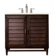 Portland 36" Free Standing Single Basin Hardwood Vanity Set with Eternal Marfil Quartz Top
