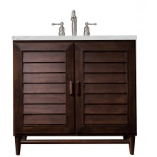 Portland 36" Free Standing Single Basin Hardwood Vanity Set with 3 cm Ethereal Noctis Quartz Vanity Top and Rectangular Sink