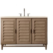 Portland 48" Free Standing Single Basin Hardwood Vanity Set with Eternal Marfil Quartz Top