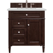 Brittany 30" Single Basin Poplar Wood Vanity Set with 3 cm Ethereal Noctis Quartz Vanity Top and Rectangular Sink