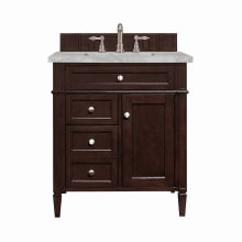 Brittany 30" Single Basin Poplar Wood Vanity Set with 3cm Victorian Silver Silestone Quartz Vanity Top and Rectangular Sink