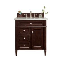 Brittany 30" Single Basin Poplar Wood Vanity Set with 3cm White Zeus Quartz Vanity Top and Rectangular Sink