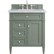 Brittany 30" Single Basin Poplar Wood Vanity Set with 3 cm Carrara White Natural Stone Vanity Top and Rectangular Sink