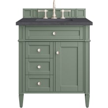 Brittany 30" Single Basin Poplar Wood Vanity Set with 3 cm Charcoal Soapstone Quartz Vanity Top and Rectangular Sink