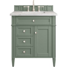 Brittany 30" Single Basin Poplar Wood Vanity Set with 3 cm Pearl Jasmine Quartz Vanity Top and Rectangular Sink