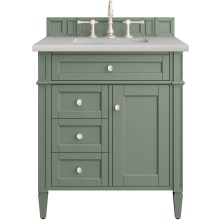 Brittany 30" Single Basin Poplar Wood Vanity Set with 3 cm Eternal Serena Quartz Vanity Top and Rectangular Sink