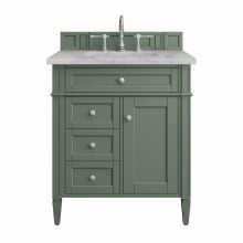 Brittany 30" Single Basin Poplar Wood Vanity Set with 3cm Victorian Silver Silestone Quartz Vanity Top and Rectangular Sink