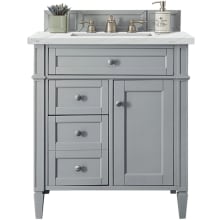 Brittany 30" Single Basin Poplar Wood Vanity Set with 3 cm Ethereal Noctis Quartz Vanity Top and Rectangular Sink