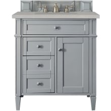 Brittany 30" Single Basin Poplar Wood Vanity Set with 3 cm Eternal Serena Quartz Vanity Top and Rectangular Sink